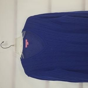 Pre-owned Blue Woman Within Long Sleeve V-Neck Sweater